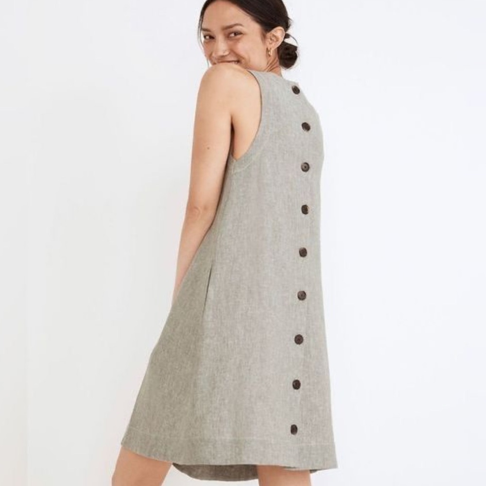 MADEWELL linen blend mini dress with button detail size medium 🔮 HOST PICK 🔮